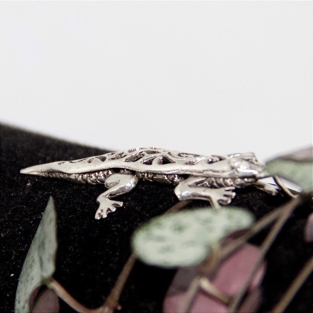Sterling Silver 925 Filigree Lizard Gecko Pendant Charm Reptile Jewelry - Picture 3 of 8